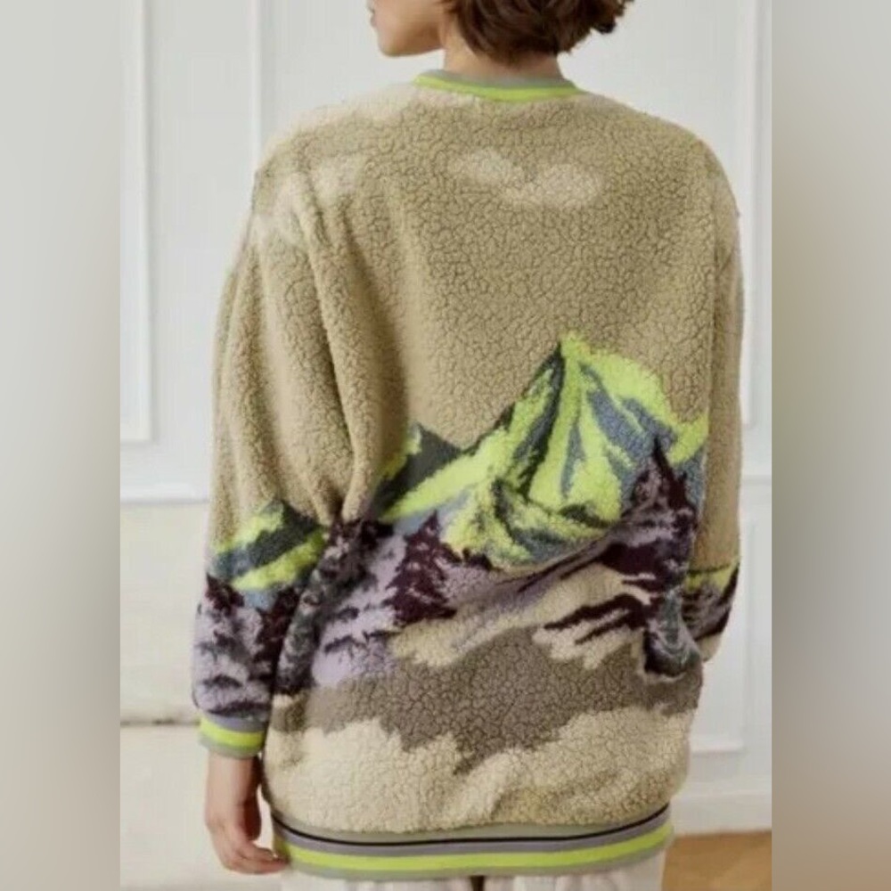 Urban Outfitters Out From Under Sherpa Pullover Sweatshirt Mountain Scene Small